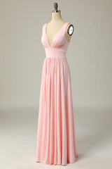 Prom Dress Shops, Classic Pink Long Prom Dress with Split Front