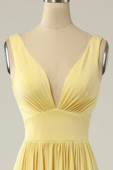 Prom Dresses Affordable, Classic Yellow Long Prom Dress with Split