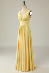 Prom Dress Affordable, Classic Yellow Long Prom Dress with Split