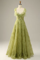 Party Dress White, Light Green A-Line Prom Dress With Embroidery