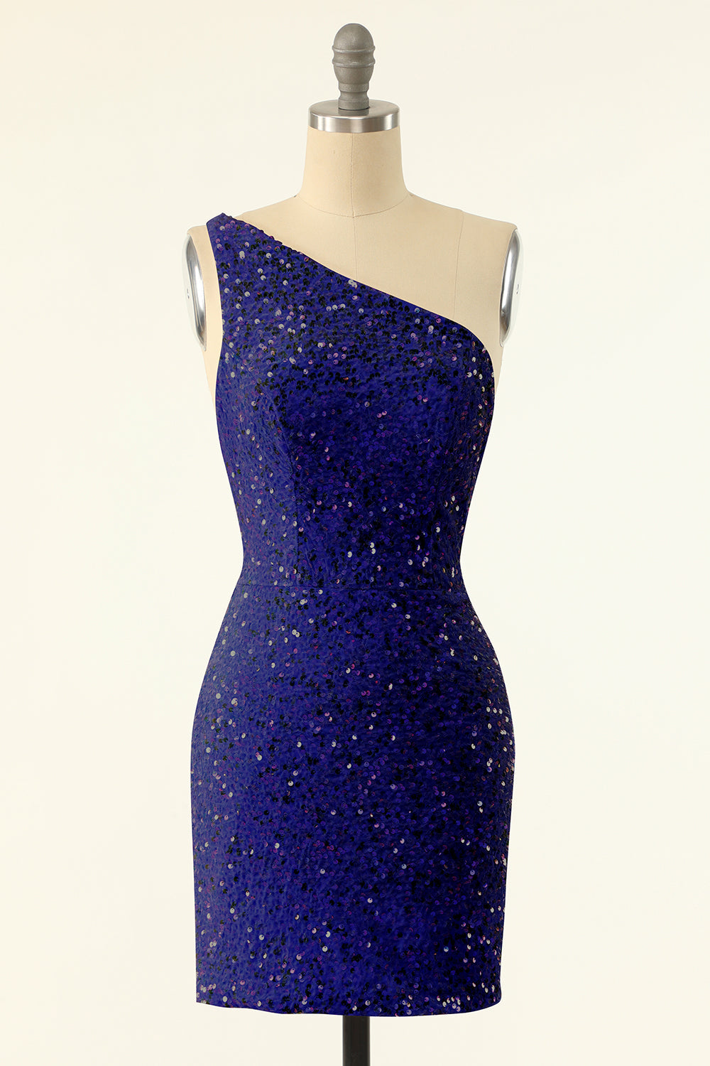 Prom Dresses Pattern, Royal Blue One Shoulder Sequins Tight Homecoming Dress