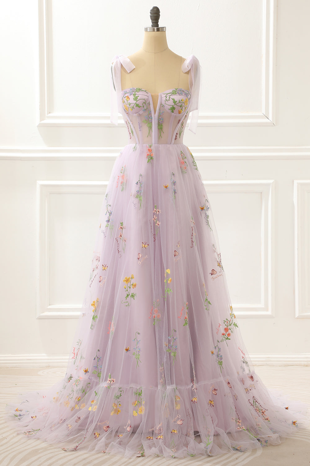 Bridesmaid Dresses Designer, A-Line Lavender Princess Prom Dress With Embroidery