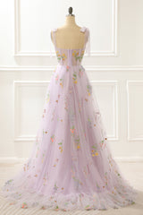 Bridesmaid Dress Designs, A-Line Lavender Princess Prom Dress With Embroidery