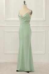 Bridesmaids Dresses Convertible, Satin Spaghetti Straps Light Green Bridesmaid Dress