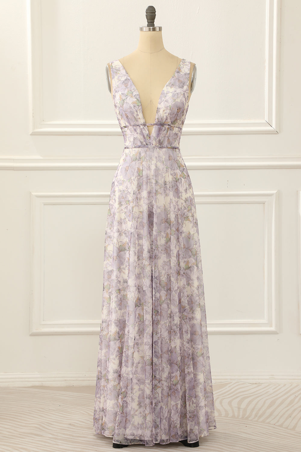 Bridesmaid Dress Champagne, Purple Print A Line Simple Prom Dress