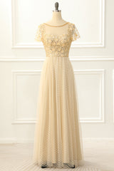 Prom Dresses Ball Gown Elegant, A Line Tulle Sequins Prom Dress with Appliques