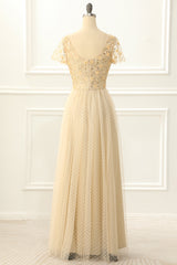 Prom Dresses 2029 Long, A Line Tulle Sequins Prom Dress with Appliques