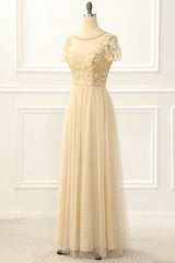 Prom Dresses Ball Gown Style, A Line Tulle Sequins Prom Dress with Appliques