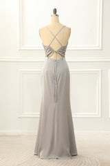 Prom Dress Pattern, Satin V-neck Sheath Simple Prom Dress
