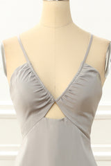 Prom Dress Patterns, Satin V-neck Sheath Simple Prom Dress