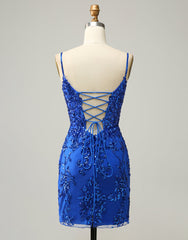 Prom Dresses Red, Royal Blue Short Homecoming Dress With Beading And Sequin