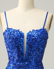 Prom Dress Online, Royal Blue Short Homecoming Dress With Beading And Sequin