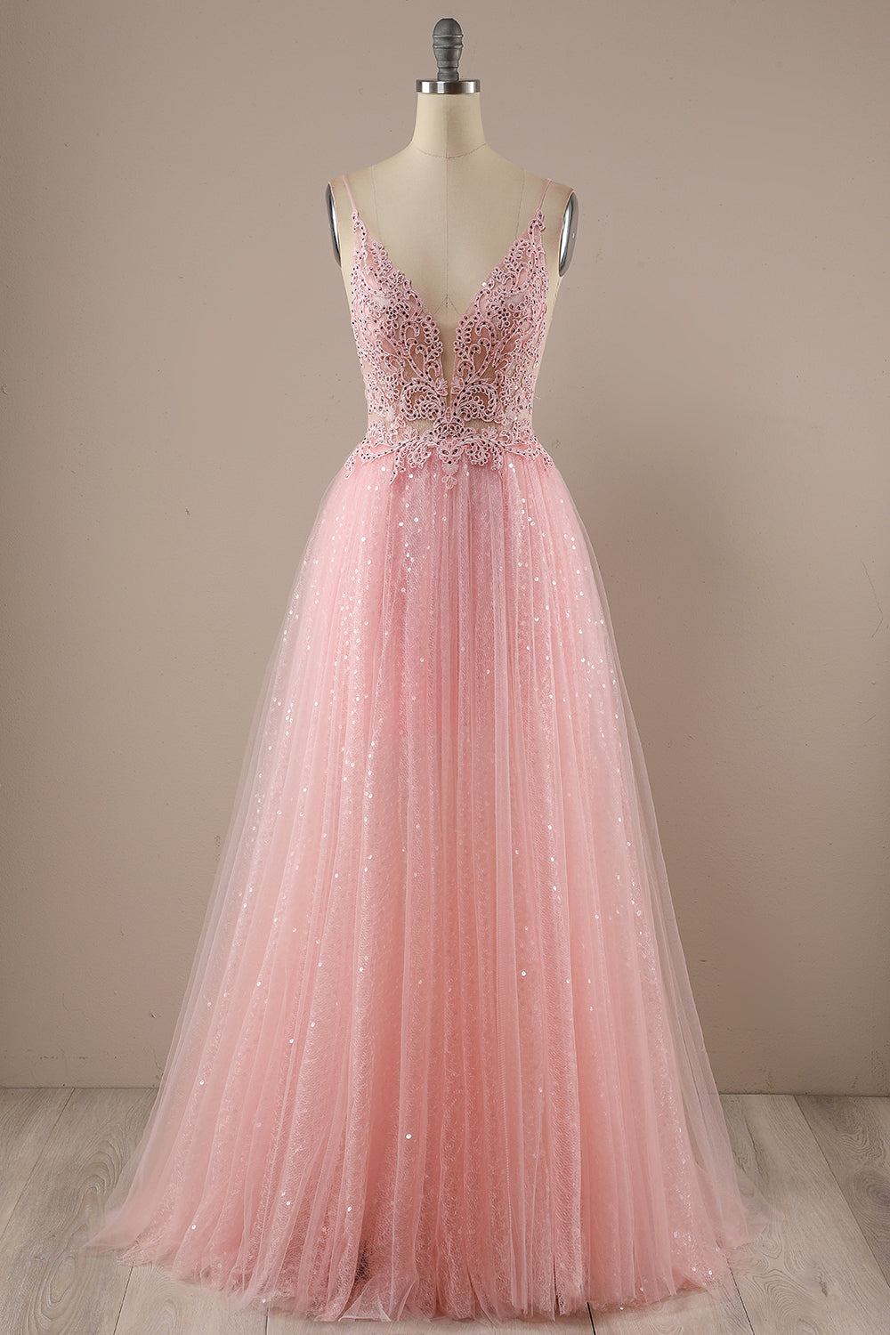 Prom Dresses Laced, Pink Long Prom Party Dress