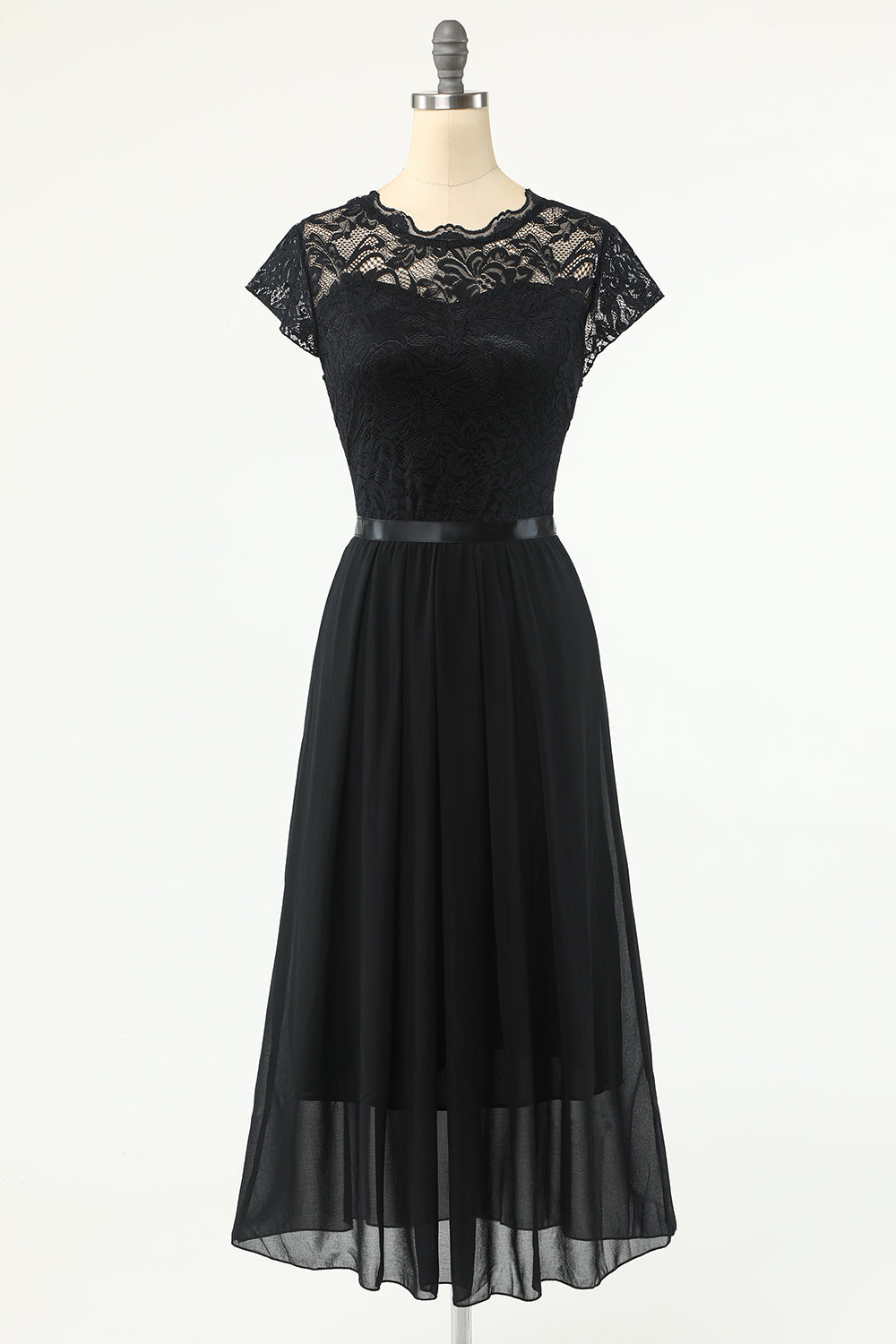 Prom Dresses With Sleeve, Classic A Line Black Party Dress with Lace