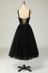 Evening Dresses For Wedding Guest, Princess A Line Sweetheart Black Party Dress