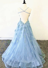 Prom Dress Sale, A-line Bateau Court Train Lace Prom Dress With Appliqued
