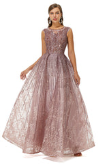 Formal Dresses Vintage, A-Line Beaded Jewel Appliques Lace Floor-Length Cap Sleeve Prom Dresses