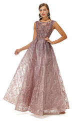 Formal Dresses 2050, A-Line Beaded Jewel Appliques Lace Floor-Length Cap Sleeve Prom Dresses