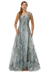 Royal Dress, A-line Cap Sleeve Jewel Appliques Lace Floor-length Prom Dresses