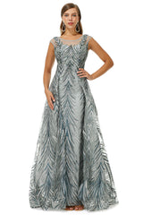 Formal Dresses For Teens, A-line Cap Sleeve Jewel Appliques Lace Floor-length Prom Dresses