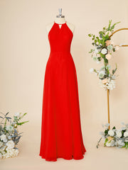 Beauty Dress, A-line Chiffon Halter Pleated Floor-Length Dress