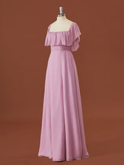 Prom Ideas, A-line Chiffon Off-the-Shoulder Pleated Floor-Length Convertible Bridesmaid Dress