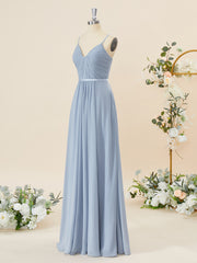 Formal Dress On Sale, A-line Chiffon V-neck Pleated Floor-Length Bridesmaid Dress