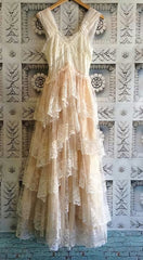 Party Dresses Designer, A line lace tulle prom dresses Women's V-neck elegant lace dress