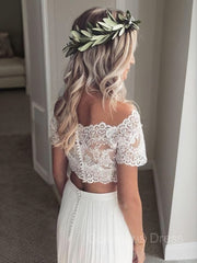 Wedding Dress Fashion, A-Line/Princess Off-the-Shoulder Floor-Length Tulle Wedding Dresses