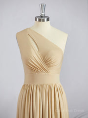 Prom Dress Colorful, A-Line/Princess One-Shoulder Floor-Length Jersey Bridesmaid Dresses with Leg Slit