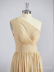 Prom Dresses 2046, A-Line/Princess One-Shoulder Floor-Length Jersey Bridesmaid Dresses with Leg Slit