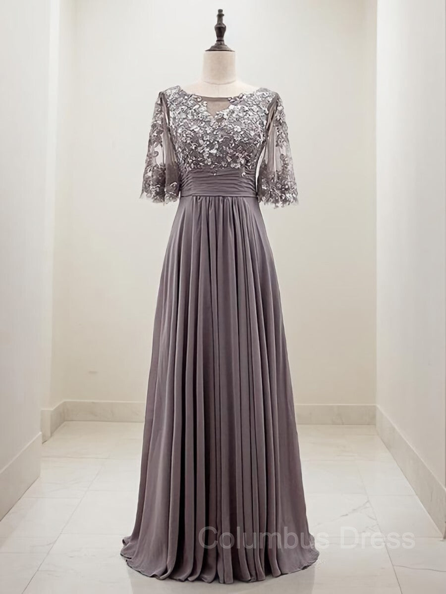 Simple Wedding Dress, A-line/Princess Scoop Floor-Length Chiffon Mother of the Bride Dresses With Pleats