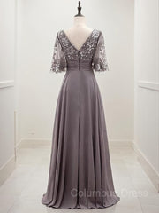 Bridesmaid Dresses Dusty Rose, A-line/Princess Scoop Floor-Length Chiffon Mother of the Bride Dresses With Pleats