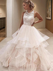 Wedding Dress Tops, A-Line/Princess Scoop Floor-Length Tulle Wedding Dresses