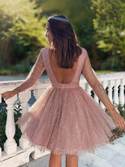 Elegant Dress Classy, A-Line/Princess Scoop Short/Mini Sequins Homecoming Dresses