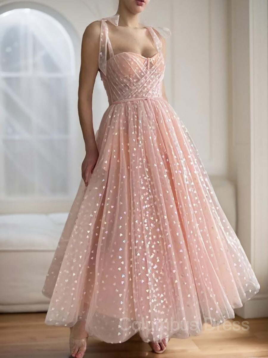 Homecoming Dresses Cute, A-Line/Princess Spaghetti Straps Ankle-Length Homecoming Dresses