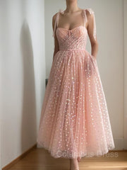 Homecoming Dress Cute, A-Line/Princess Spaghetti Straps Ankle-Length Homecoming Dresses