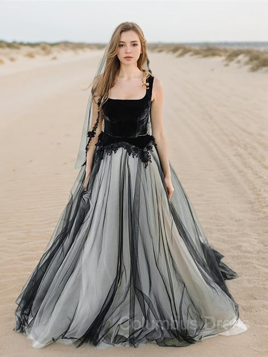 Wedding Dress Inspiration, A-line/Princess Square Sweep Train Tulle Wedding Dress