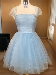 Prom Dresses 2047 Cheap, A-Line/Princess Strapless Short/Mini Tulle Homecoming Dresses With Beading
