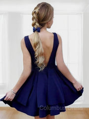 Bridesmaid Dresses Satin, A-Line/Princess Straps Short/Mini Satin Homecoming Dresses