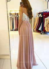 Formal Dresses Homecoming, A-line/Princess Sweetheart Sleeveless Long/Floor-Length Chiffon Prom Dress With Split Appliqued