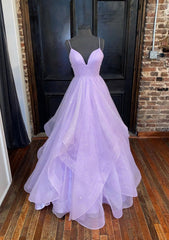 Yellow Prom Dress, A-line Princess Sweetheart Sleeveless Long/Floor-Length Tulle Sparkling Prom Dress