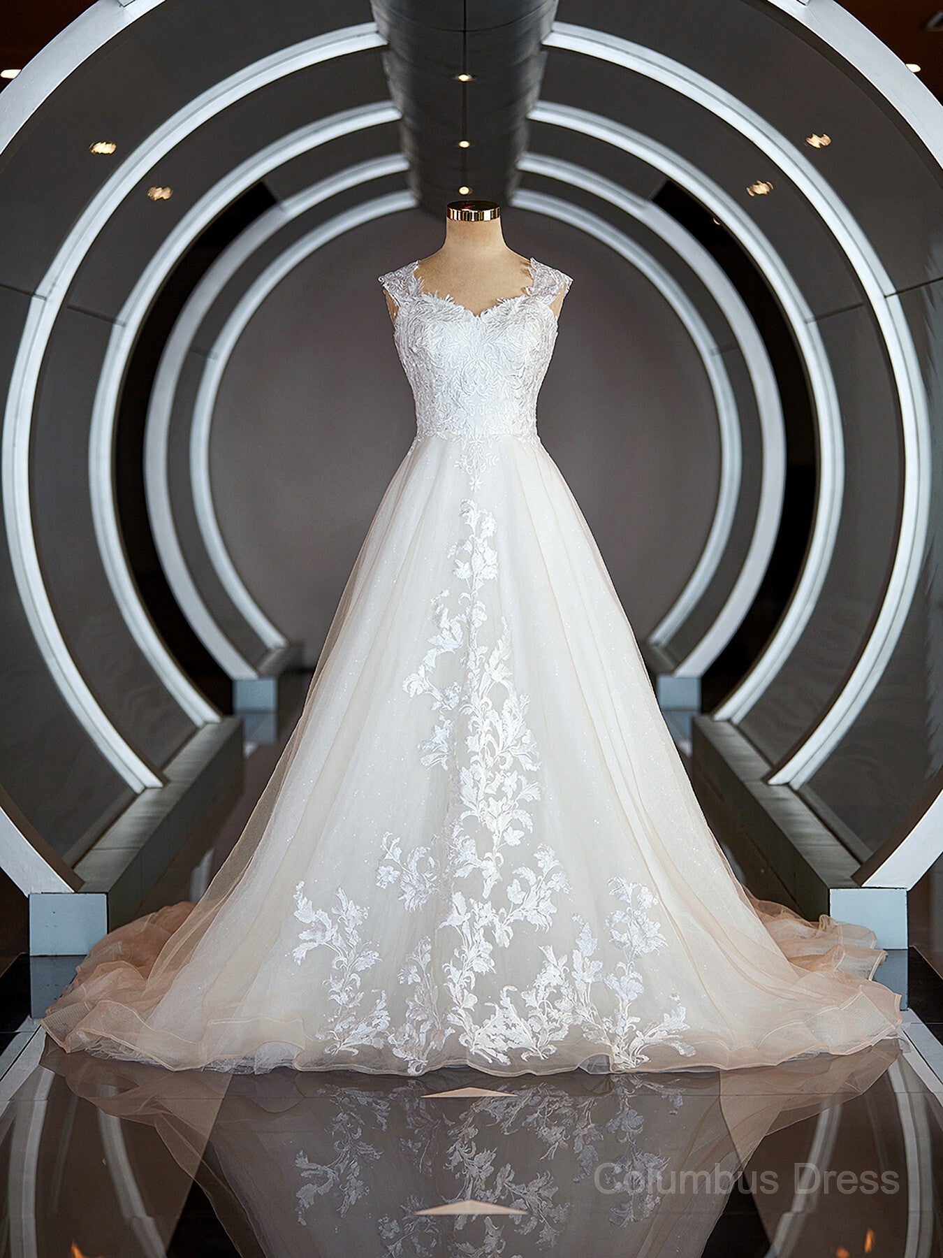 Wedding Dress Boho, A-Line/Princess Sweetheart Sweep Train Lace Wedding Dresses with Appliques Lace