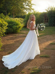 Wedding Dress Fabrics, A-Line/Princess Sweetheart Sweep Train Organza Wedding Dresses
