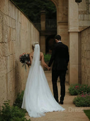 Wedding Dress Fabric, A-Line/Princess Sweetheart Sweep Train Organza Wedding Dresses