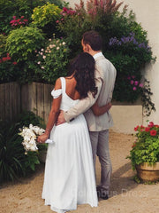 Wedding Dress V, A-Line/Princess V-neck Floor-Length Chiffon Wedding Dresses With Ruffles