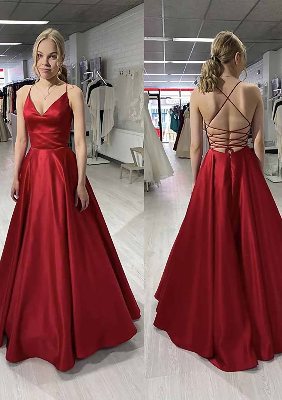 Homecoming Dresses Bodycon, A-line/Princess V Neck Sleeveless Satin Long/Floor-Length Prom Dress