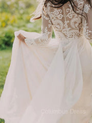 Wedding Dress Cost, A-Line/Princess V-neck Sweep Train Chiffon Wedding Dresses