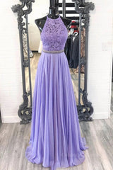 Wedding Party Dress, A Line Purple Lace Long Prom Dress with Belt, Purple Lace Formal Dress, Purple Evening Dress, Bridesmaid Dress