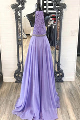 Semi Dress, A Line Purple Lace Long Prom Dress with Belt, Purple Lace Formal Dress, Purple Evening Dress, Bridesmaid Dress
